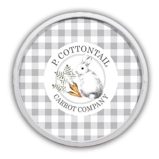 P. Cottontail Carrot Company Round White Framed Print